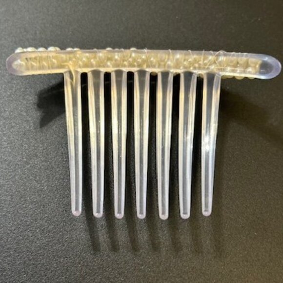 Vintage Faux Pearl Wedding Tiara Hair Comb Lucite Bridal - Picture 2 of 2